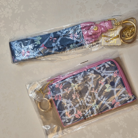 Simply Southern Bows Navy Pink Card Holder & Wristlet Keychain Set - Picture 3 of 3